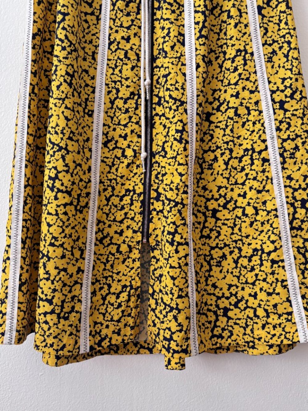 Derek Lam Collective Yellow Floral Stripe Midi Skirt Drawstring Waist A-Line - Picture 6 of 8